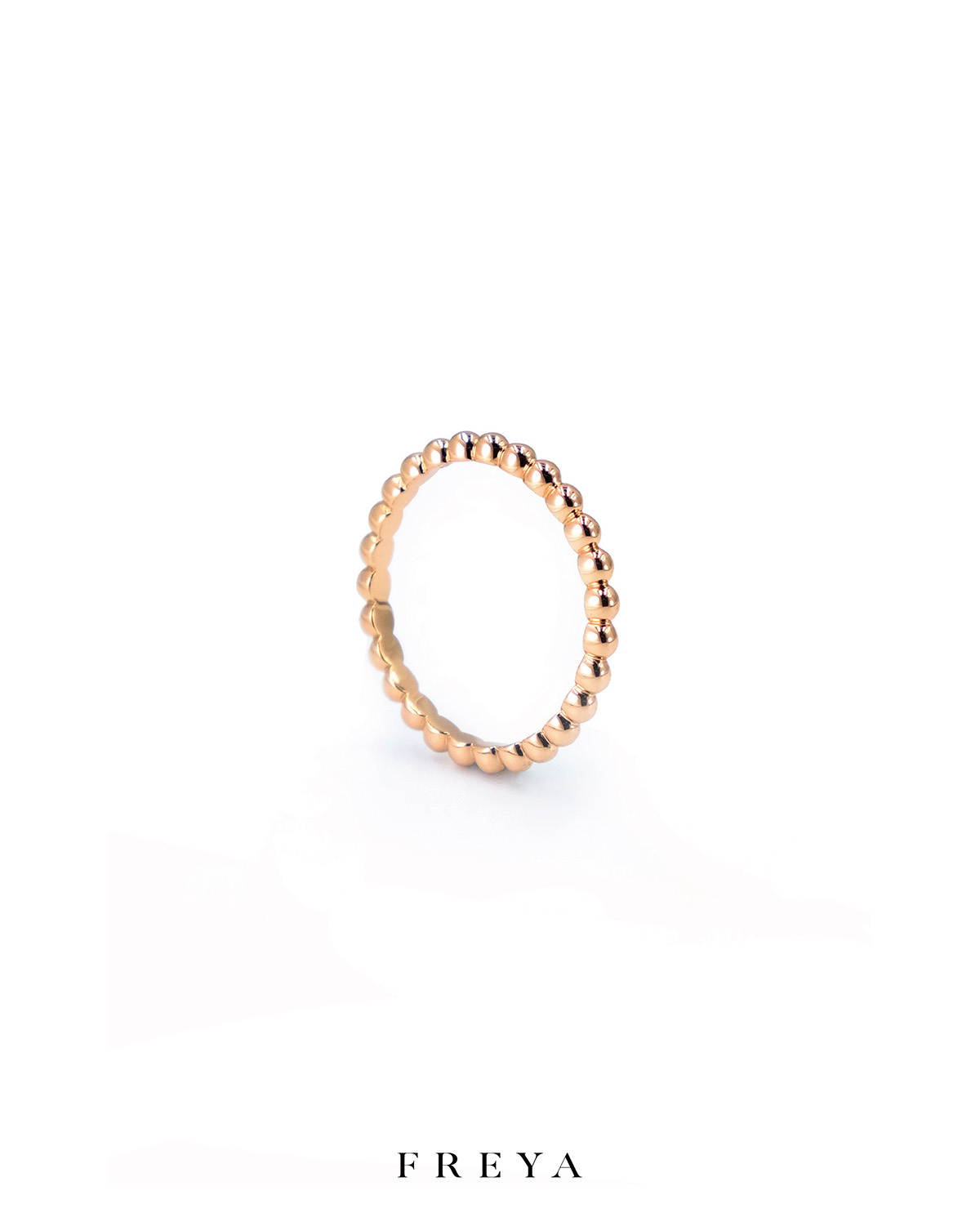 FREYA 素銀圓球線戒 玫瑰金