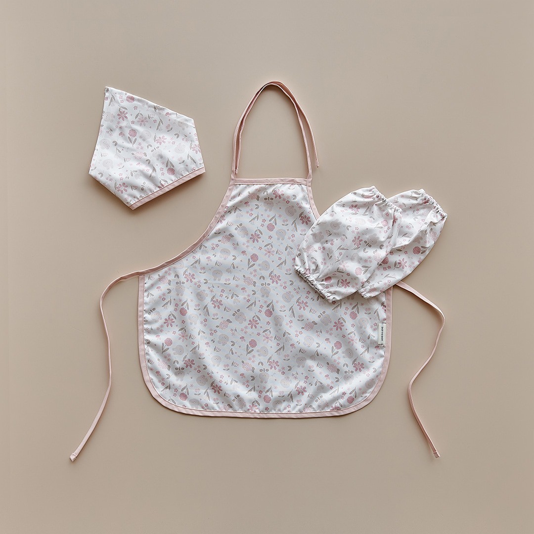 CocoBunny花瓣兔兔系列-防水圍裙三件組(圍裙+套袖+頭巾)