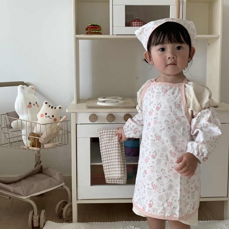 CocoBunny花瓣兔兔系列-防水圍裙三件組(圍裙+套袖+頭巾)