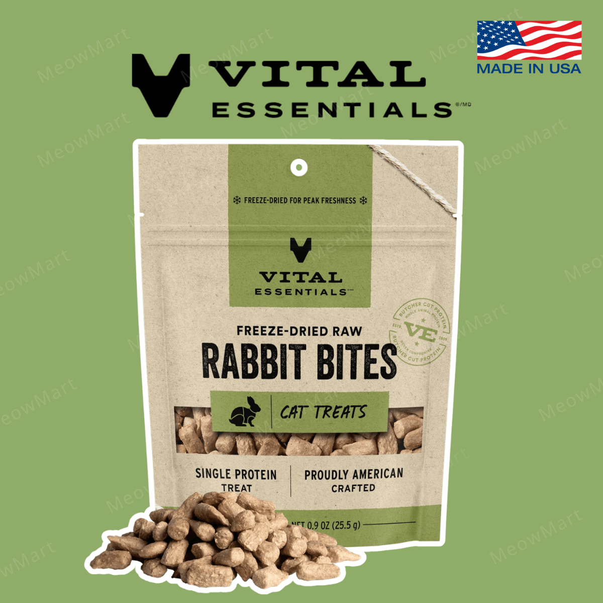 Vital Essentials 貓咪凍乾小食 (兔肉粒) 0.9oz