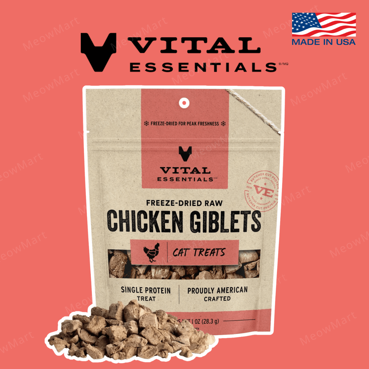 Vital Essentials 貓咪凍乾小食 (雞內臟粒) 1oz