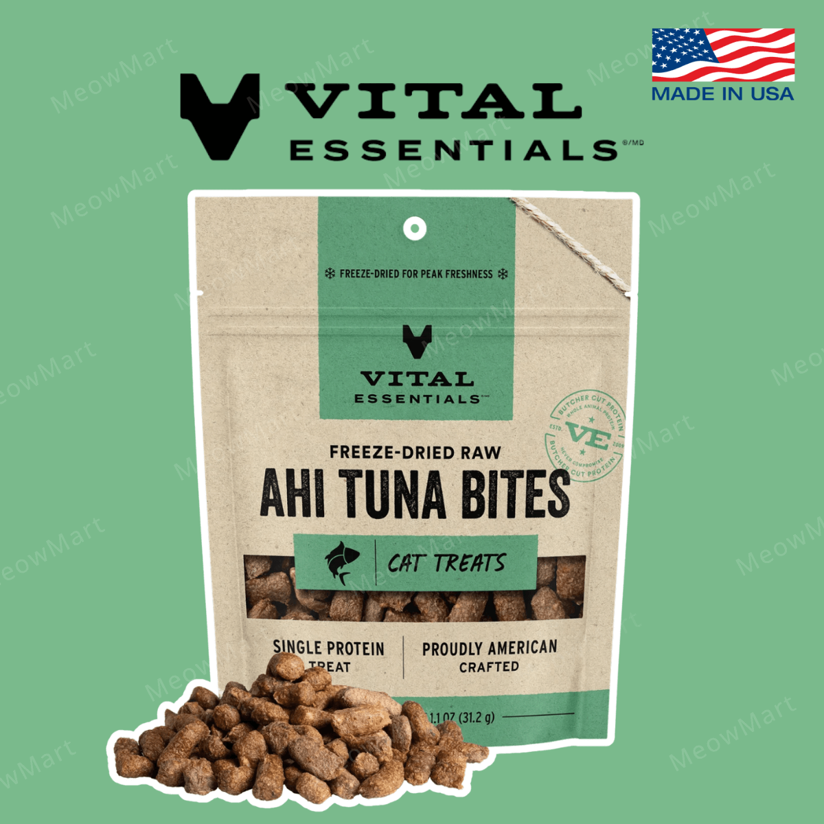 Vital Essentials Freeze Dried Tuna Bites Cat Treats 1.1oz