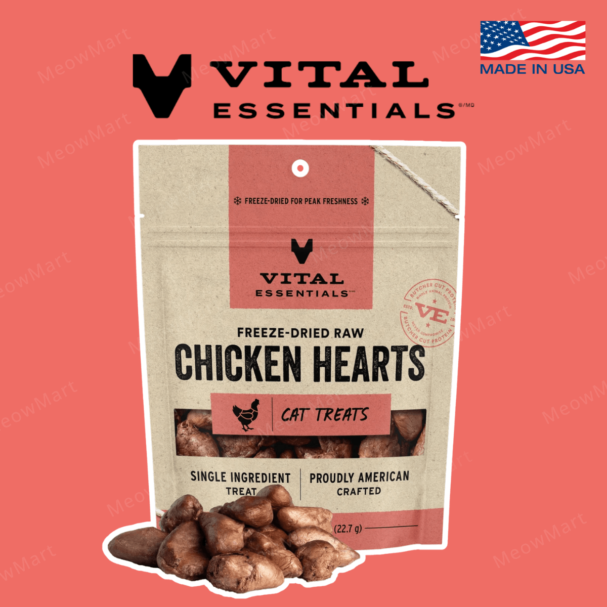 Vital Essentials 貓咪凍乾小食 (雞心粒) 0.8oz