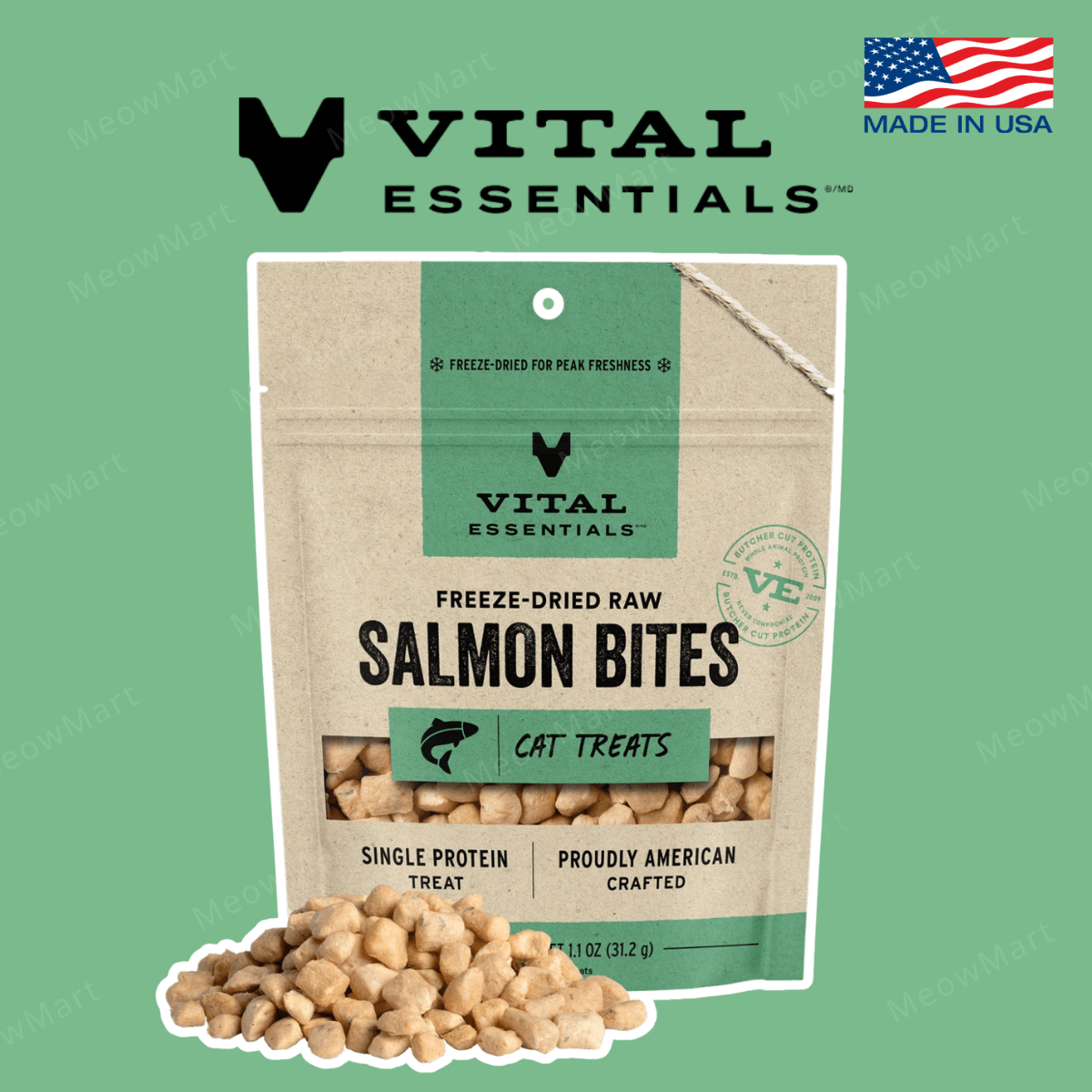 Vital Essentials 貓咪凍乾小食 (三文魚粒) 1.1oz