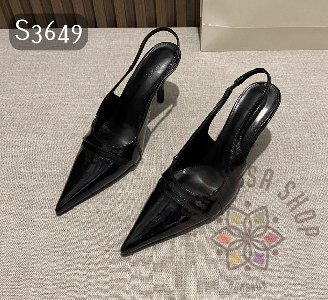 S3649 - 頭層羊皮中空後踭帶高踭涼鞋