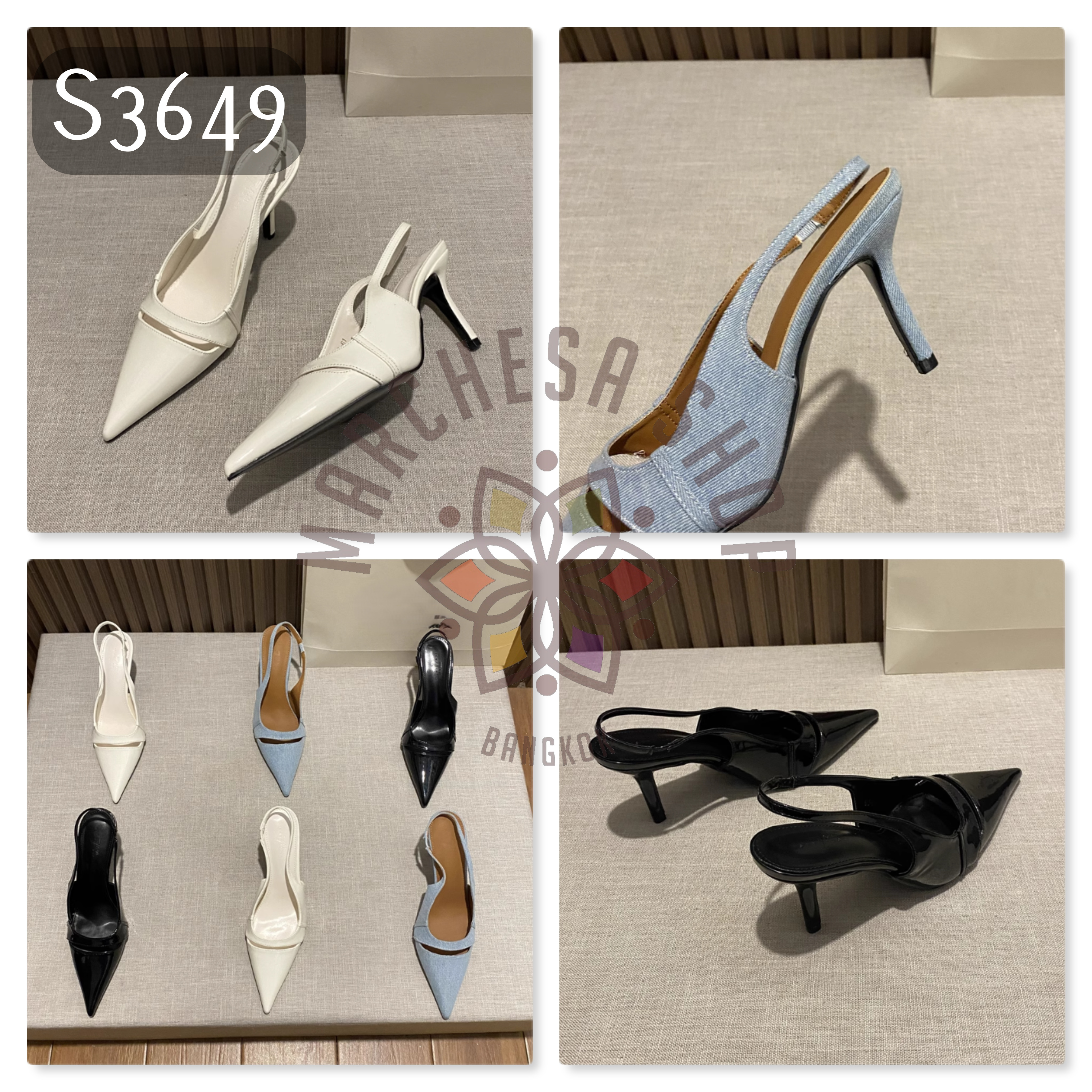 S3649 - 頭層羊皮中空後踭帶高踭涼鞋