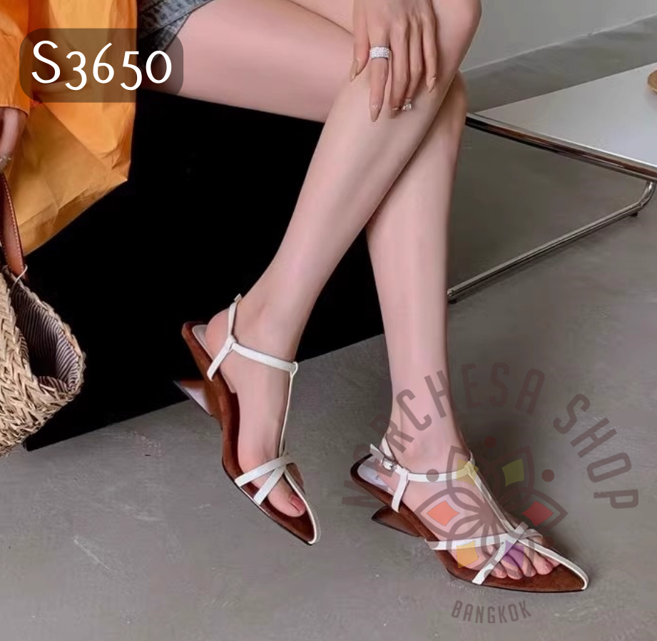 S3650 - 牛皮羅馬搭帶高踭特色涼鞋