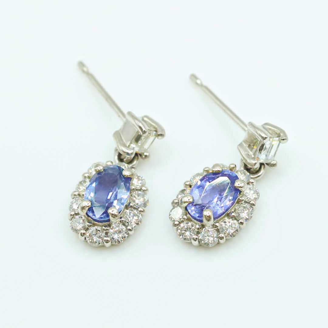 變色藍寶鑽石耳環1.2 D0.7/pt900/JSL