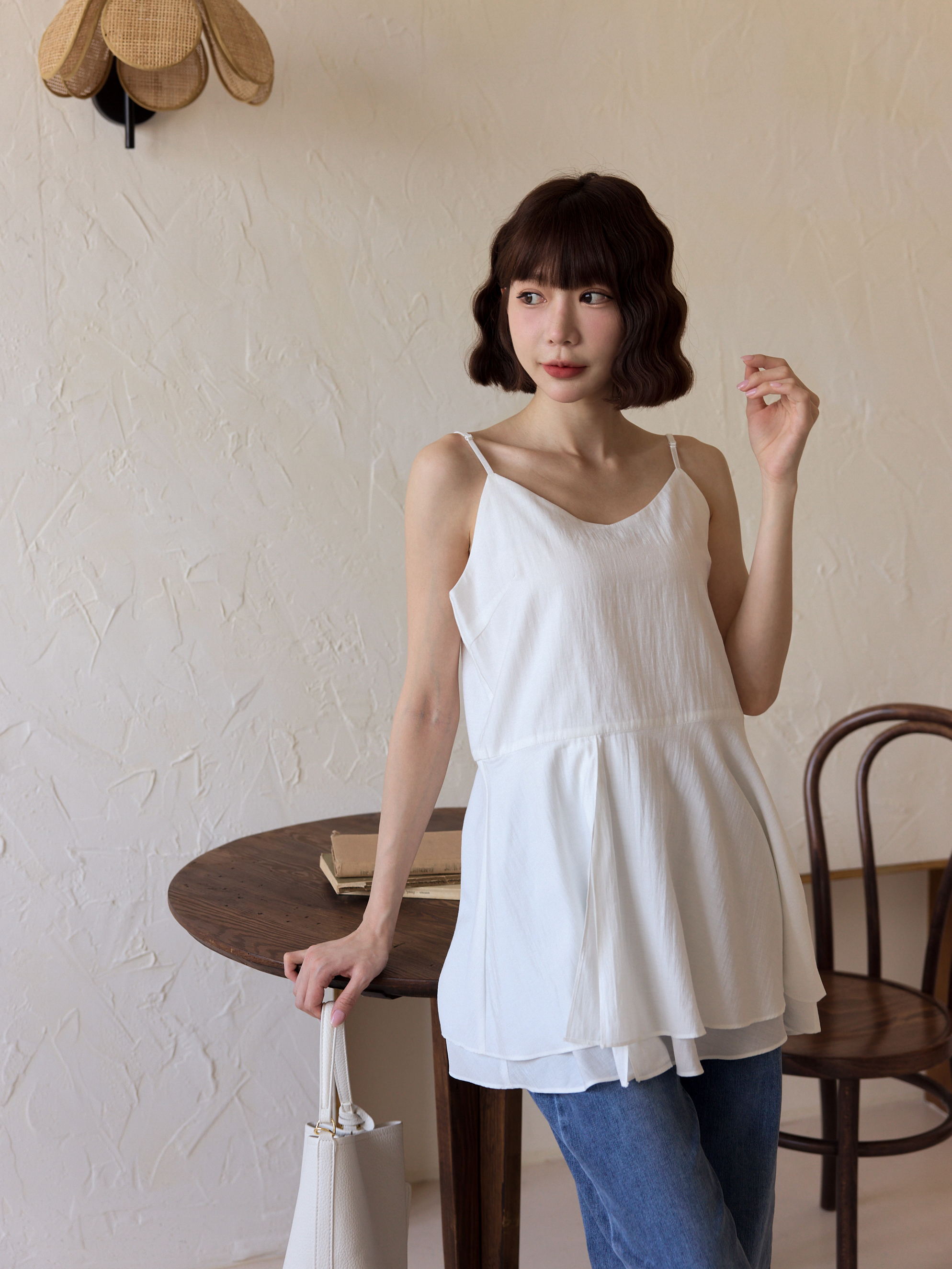 細肩雙層側開衩上衣