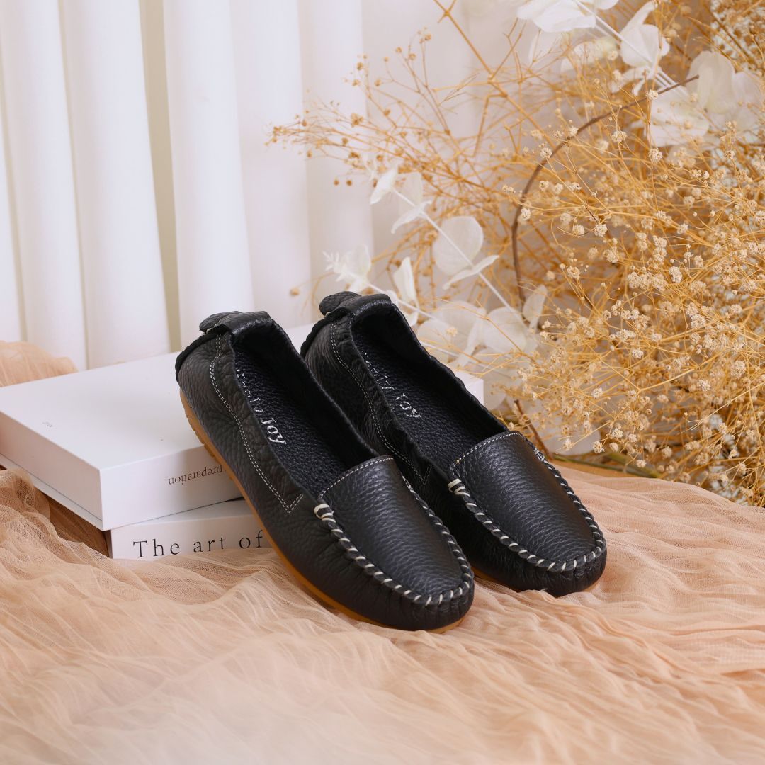 米拉 - 豆豆鞋 女神黑(真皮女鞋/通勤必備/寬楦)