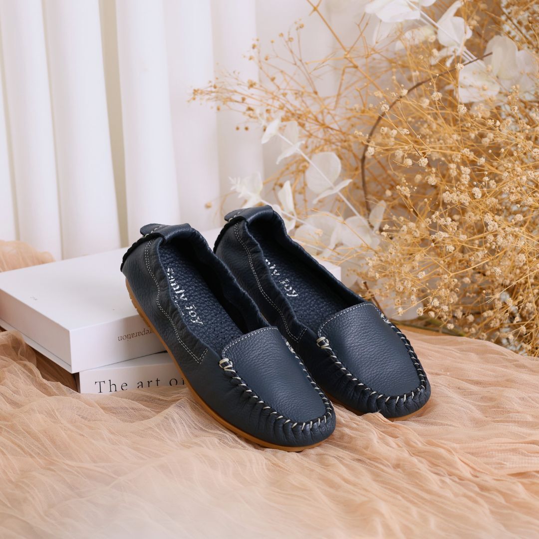 米拉 - 豆豆鞋 海洋藍(真皮女鞋/不磨腳/通勤必備)