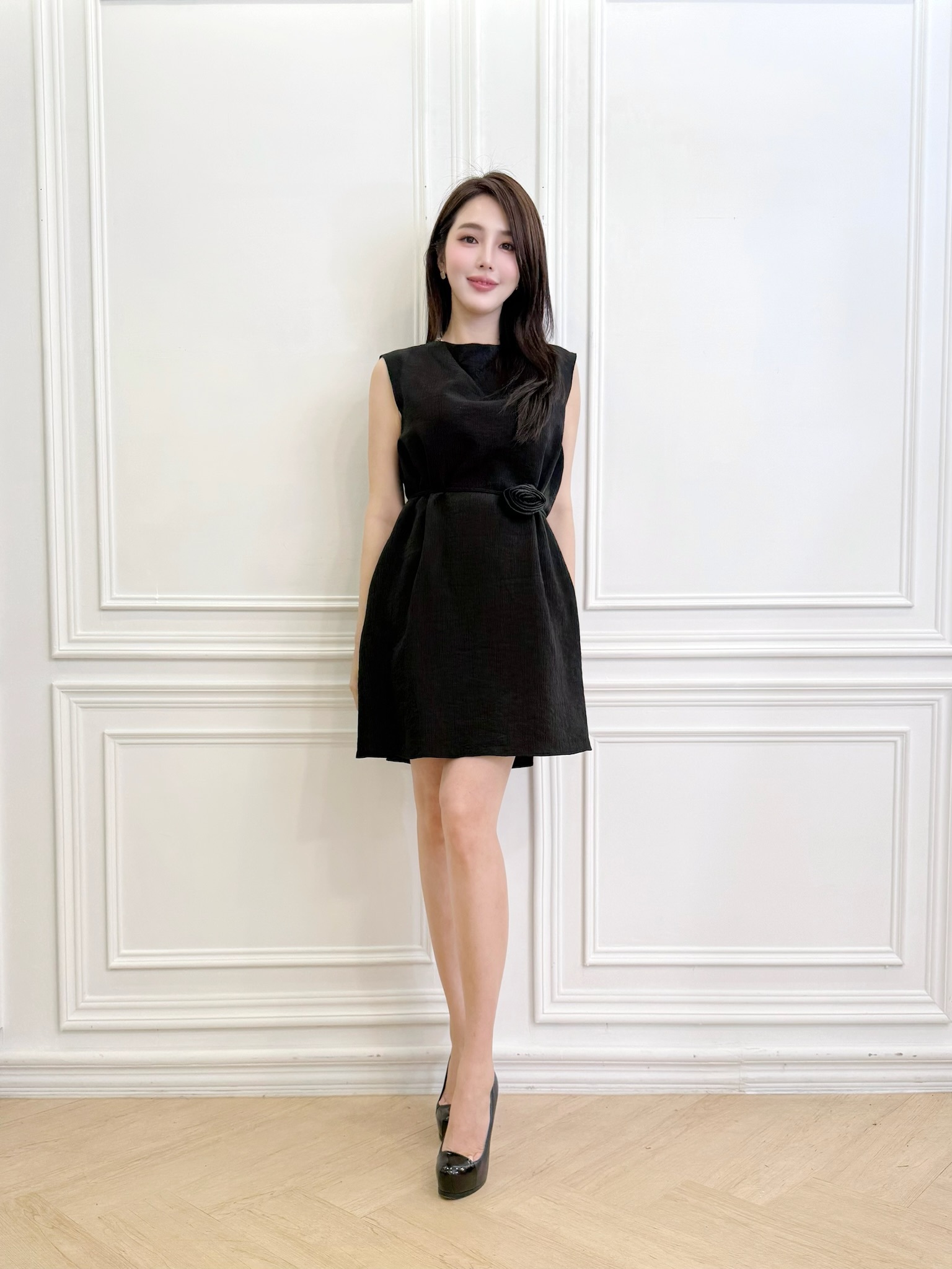 腰間玫瑰背心短洋