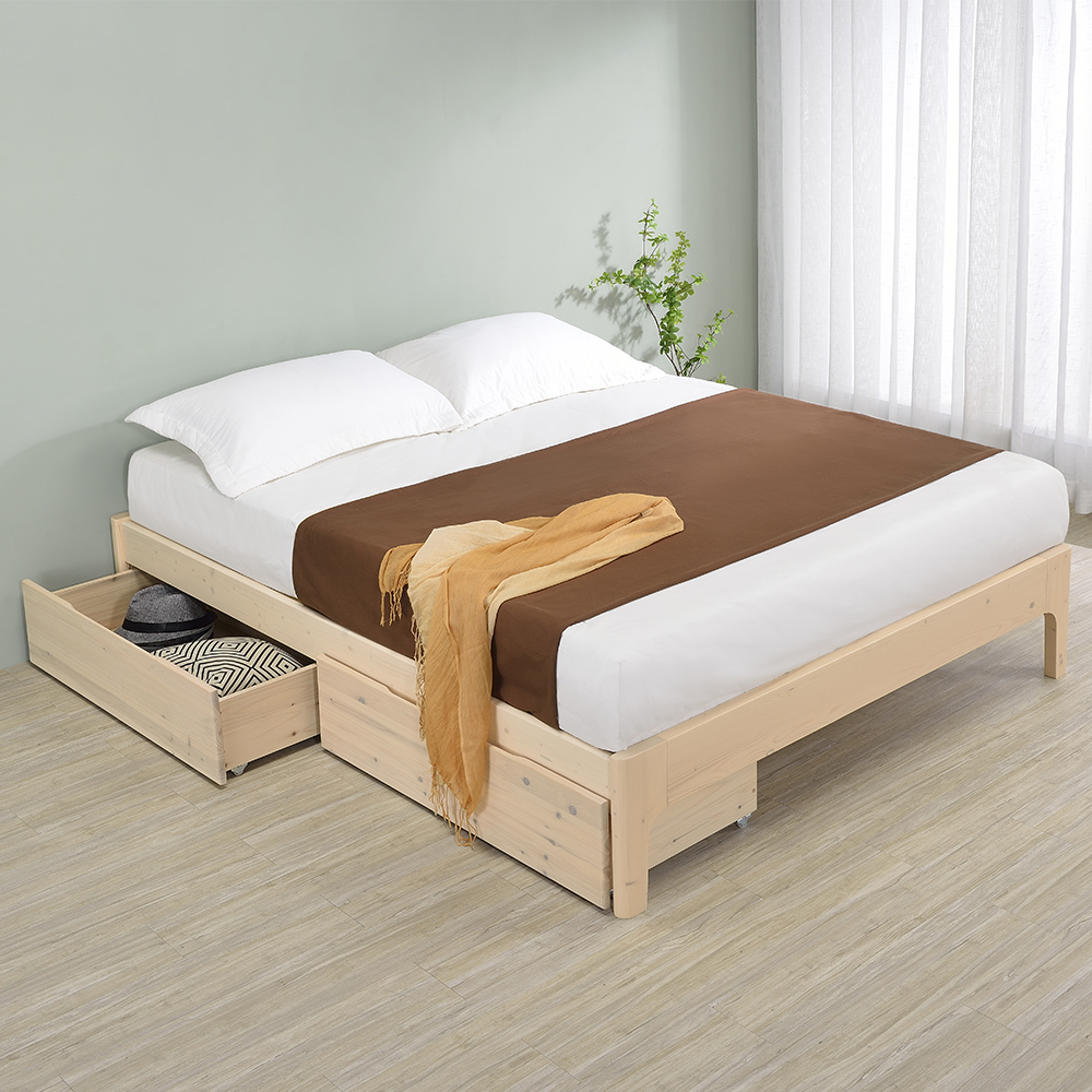 南特5尺雙人實木床架/床組-收納抽屜型(兩色可選)