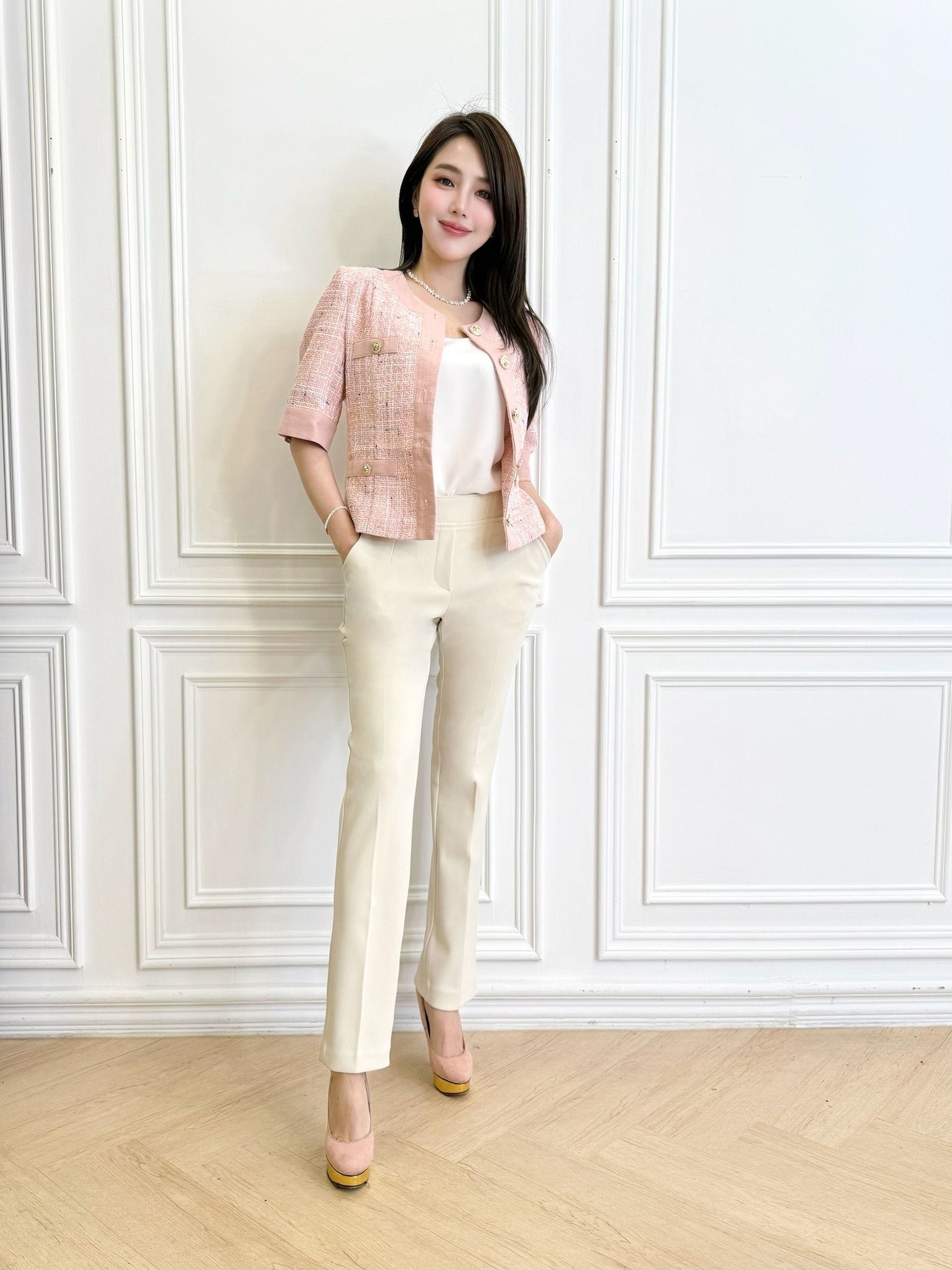 輕奢小香風短袖廂型外套