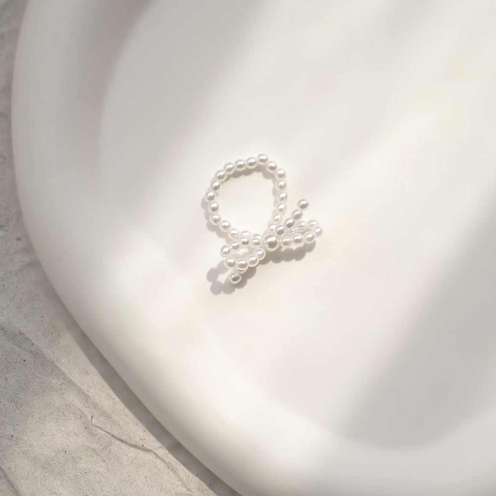 Simple Pearl Bow Beaded Ring【07060256】in stock+pre-order
