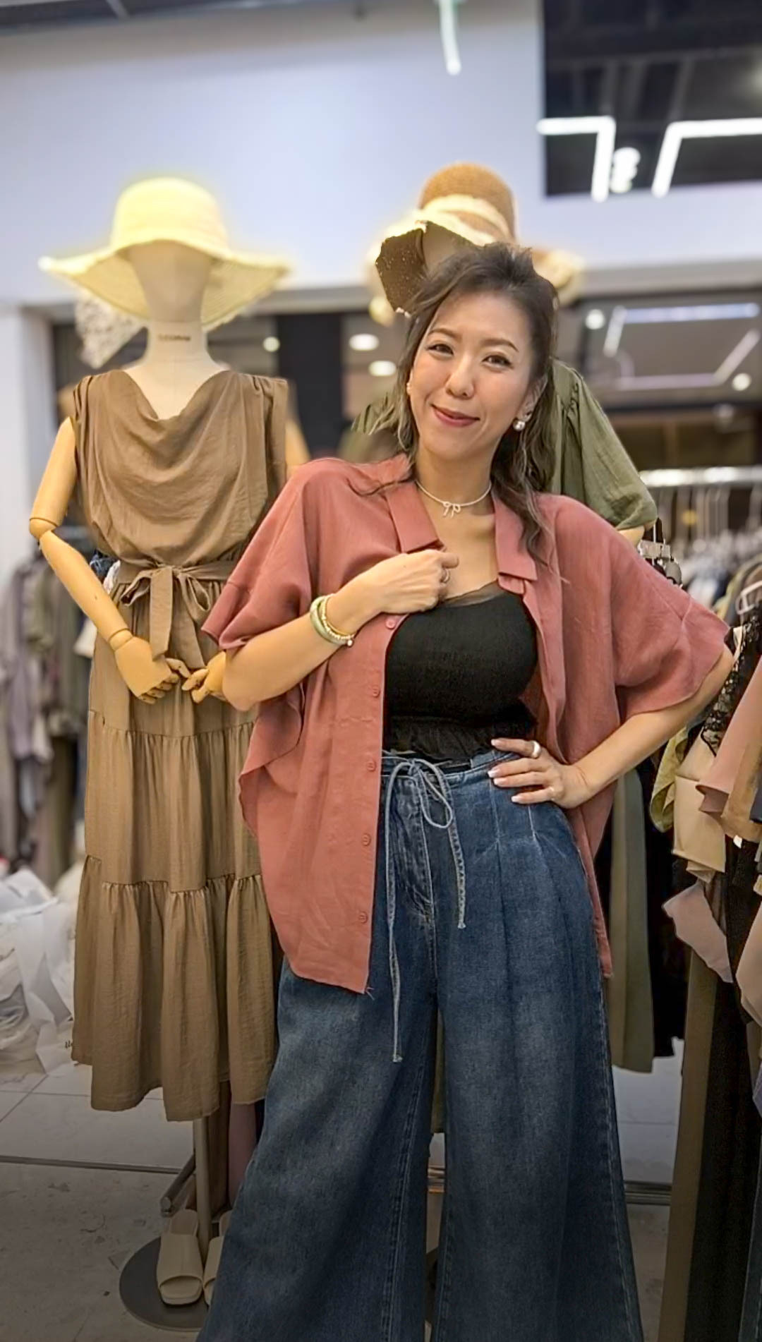 🥰PM_K9640  ▶️牛仔寬褲(MM穿S) 👉S(W:70cm H:cm) M(W:74cm H:cm) L(W:78cm H:cm) L:106cm👈