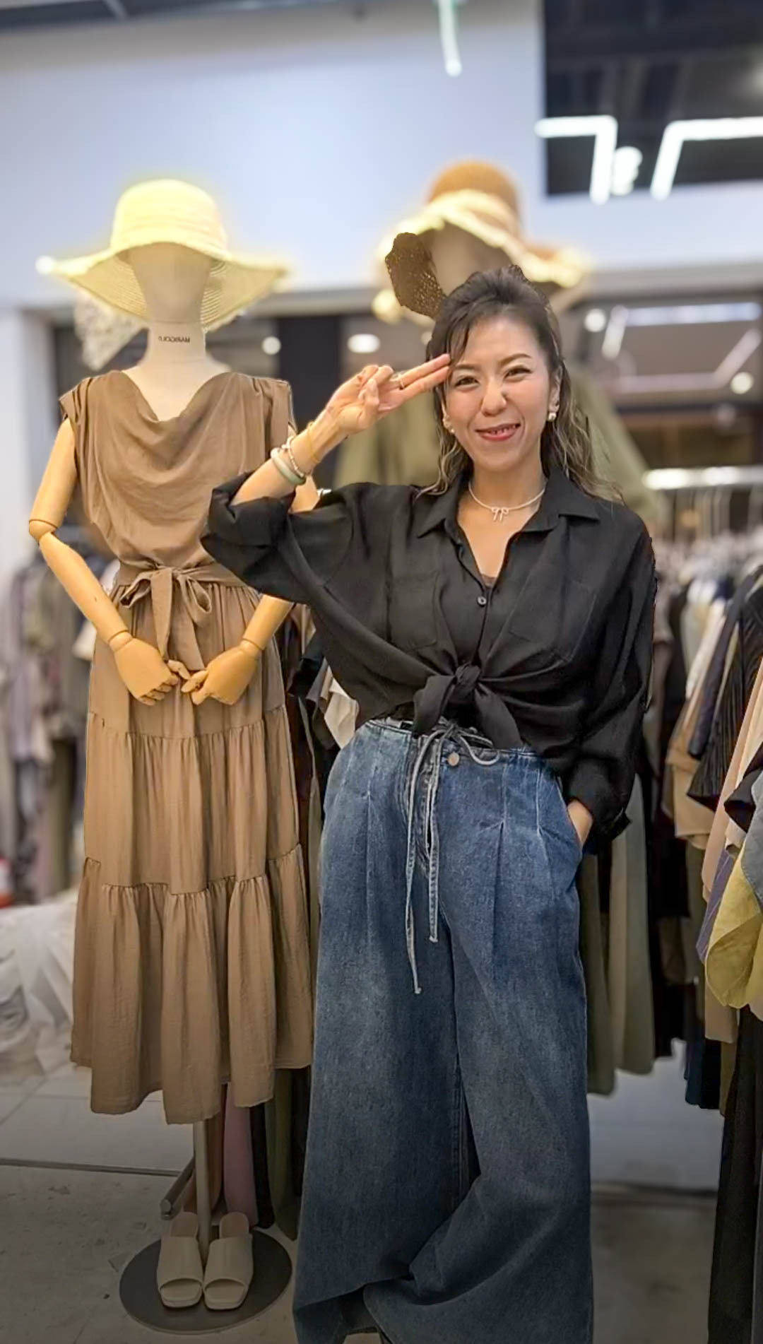 🥰PM_K9640  ▶️牛仔寬褲(MM穿S) 👉S(W:70cm H:cm) M(W:74cm H:cm) L(W:78cm H:cm) L:106cm👈