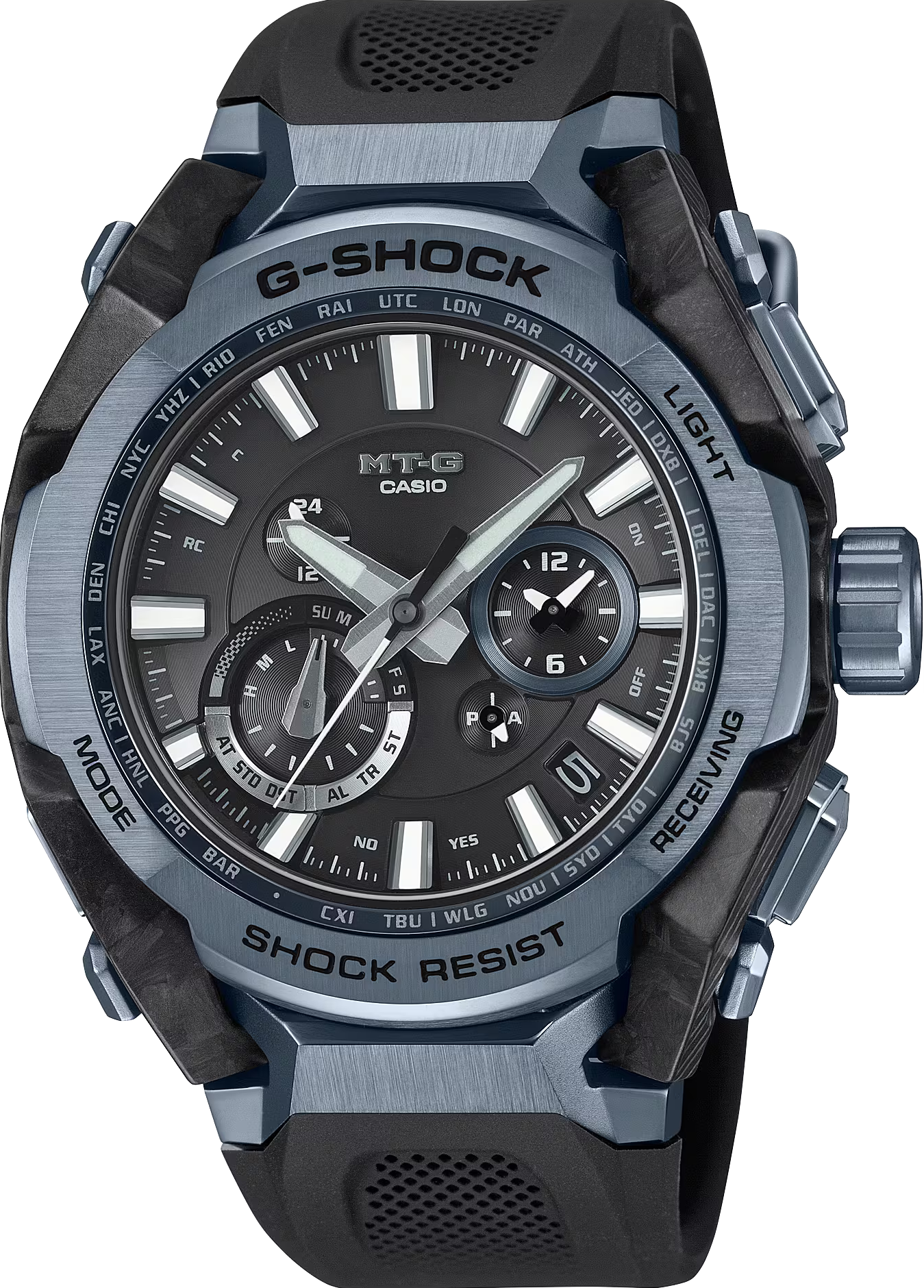 萬年鐘錶 - G-SHOCK  MT-G系列  碳纖維雙核心太陽能藍芽電波耐震男錶  MTG-B4000B-1A2  錶徑 : 45.3mm