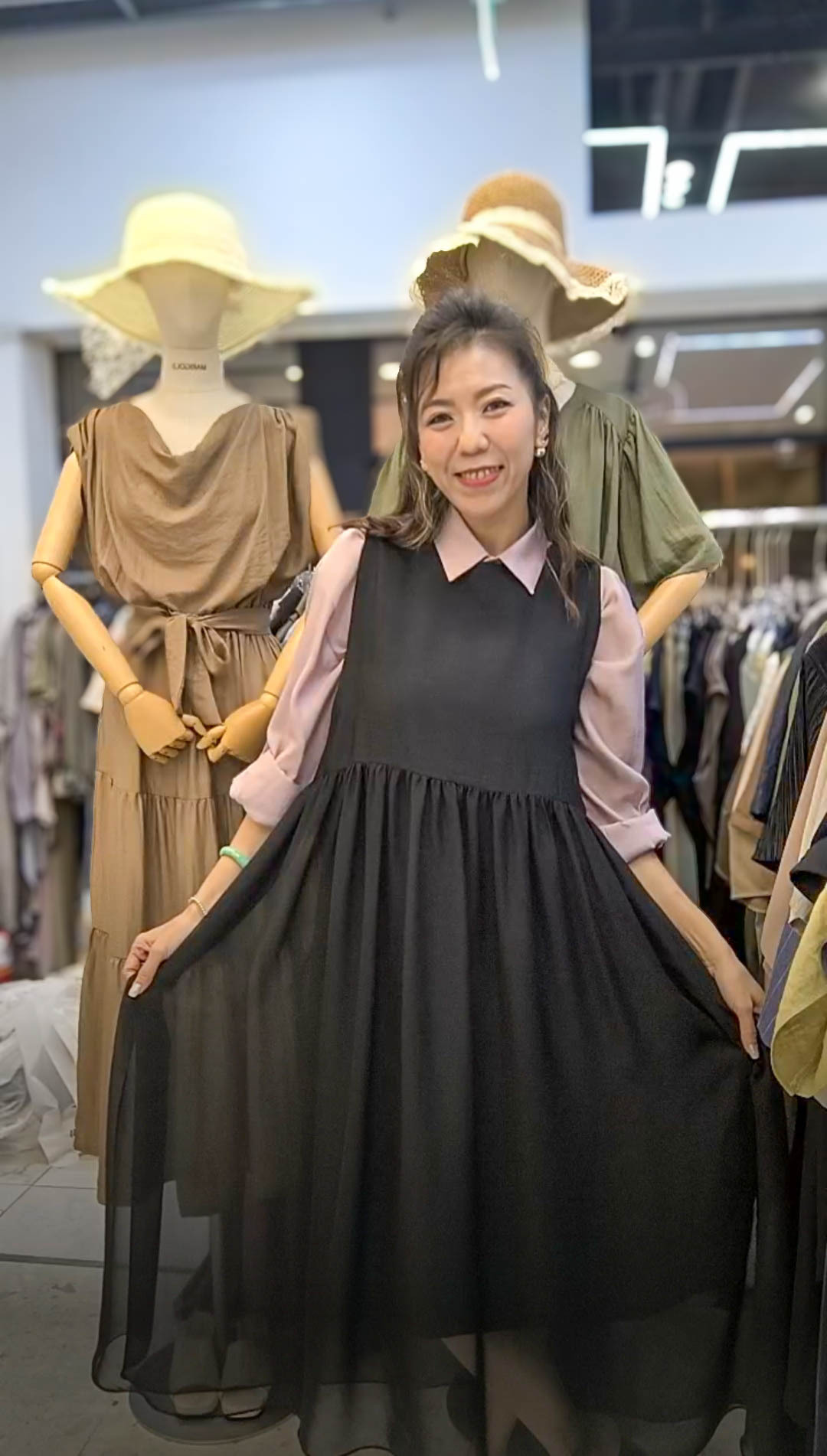 🥰PM_K9642  ▶️無袖 拼接雪紡 長洋裝 👉B:104cm W:cm H:cm L:126cm👈