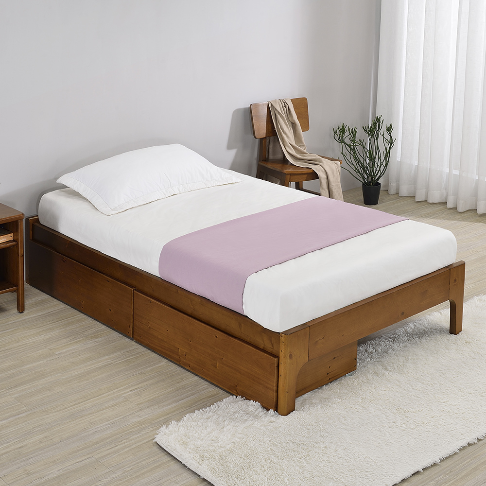 南特3.5尺單人實木床架/床組-收納抽屜型(兩色可選)