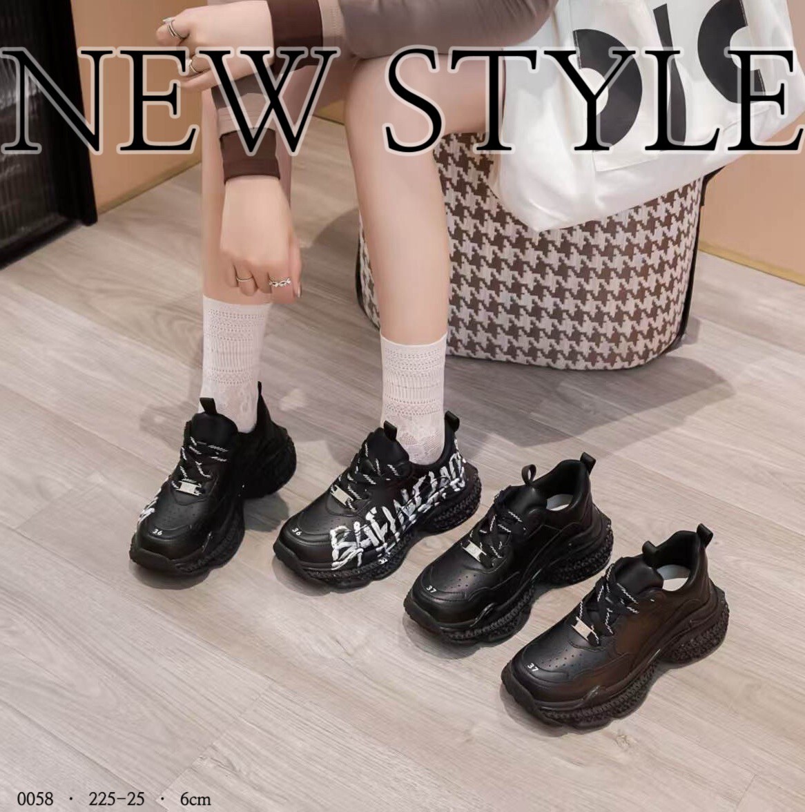 0058-韓國真皮黑魂厚底老爹鞋