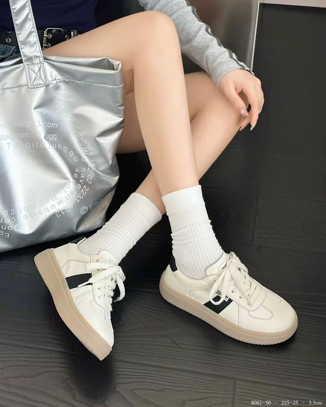 8061-50韓國真皮復古感百搭小白鞋