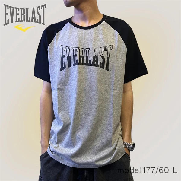 EVERLAST 短袖 短T 灰黑 拼接 大LOGO 休閒 上衣 男 4021100512