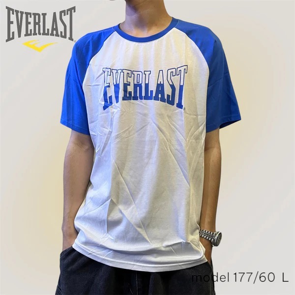EVERLAST 短袖 短T 白藍 拼接 大LOGO 休閒 上衣 男 4021100582