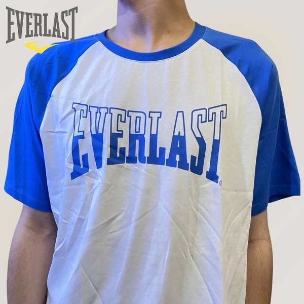 EVERLAST 短袖 短T 白藍 拼接 大LOGO 休閒 上衣 男 4021100582