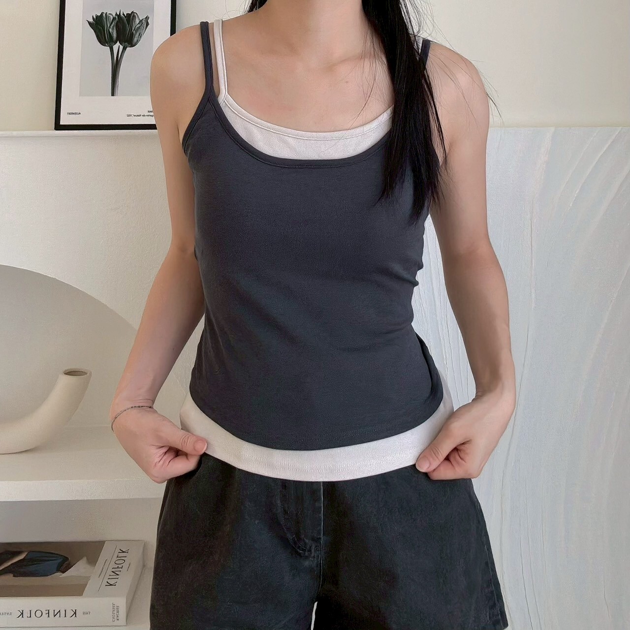 疊穿撞色假兩件（bratop）（現貨）