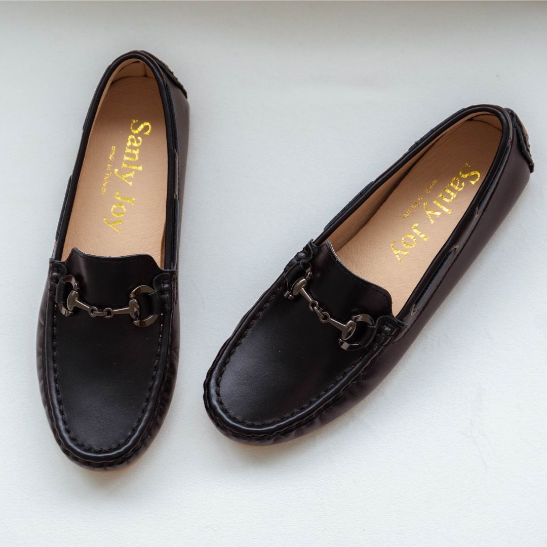 馬蹄釦莫卡辛 女神黑(真皮女鞋/全真皮/真皮便鞋)