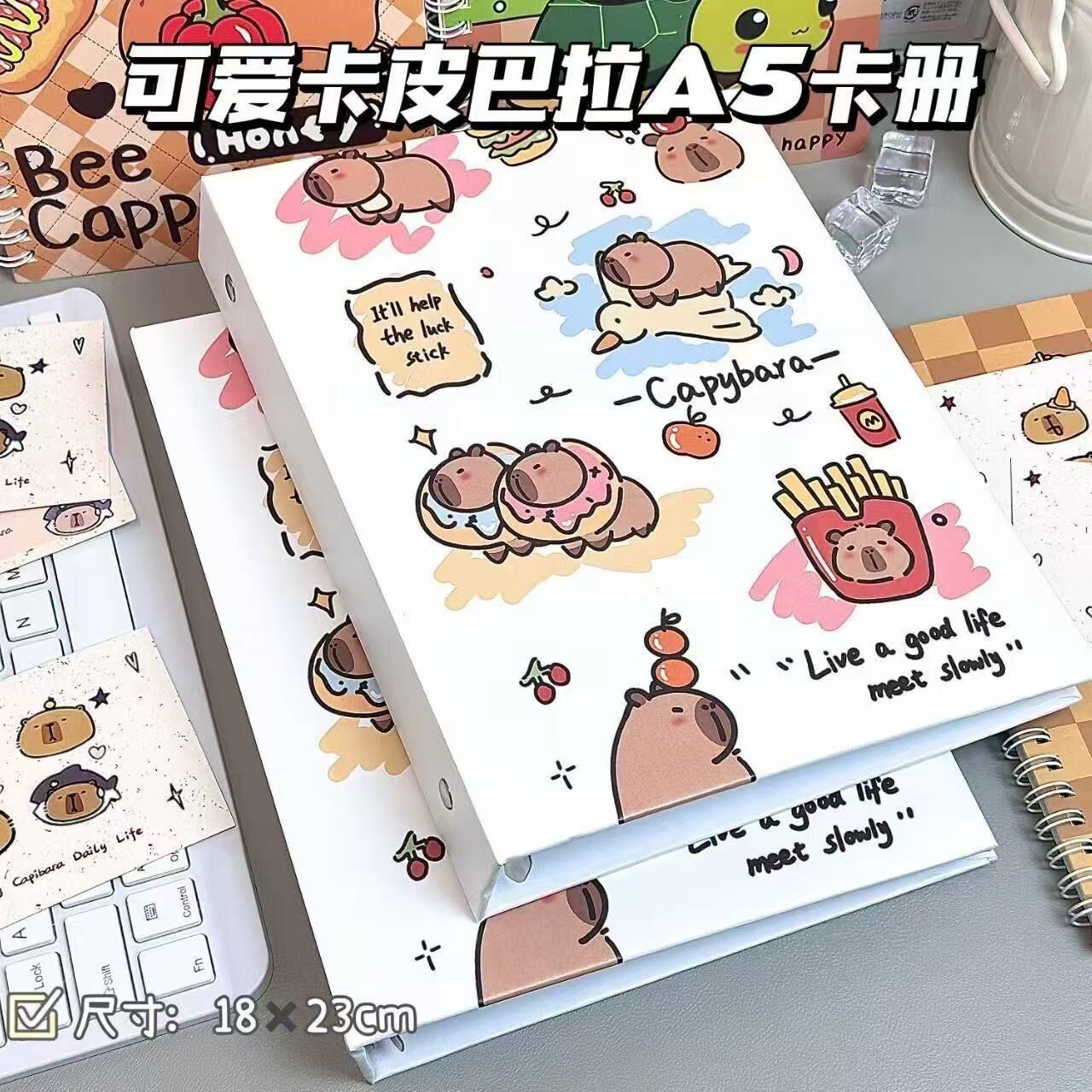 Cute Doodle Dog & Capybara A5 4-Pocket Binder