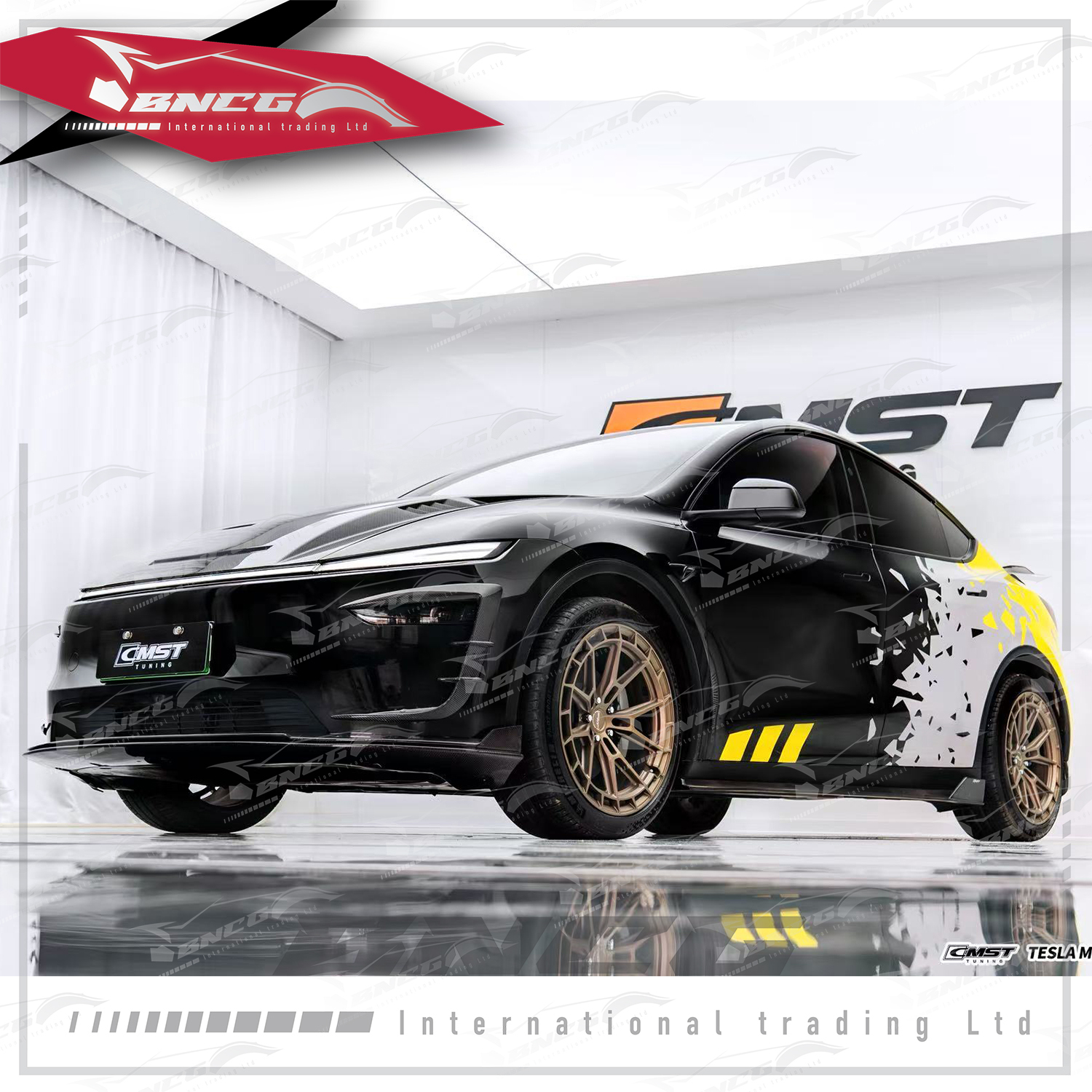 特斯拉 Tesla Juniper Y 改裝 乾碳纖維 空力套件 CMST A款 前後導流 側裙 前霧燈飾件 尾翼  前置物蓋