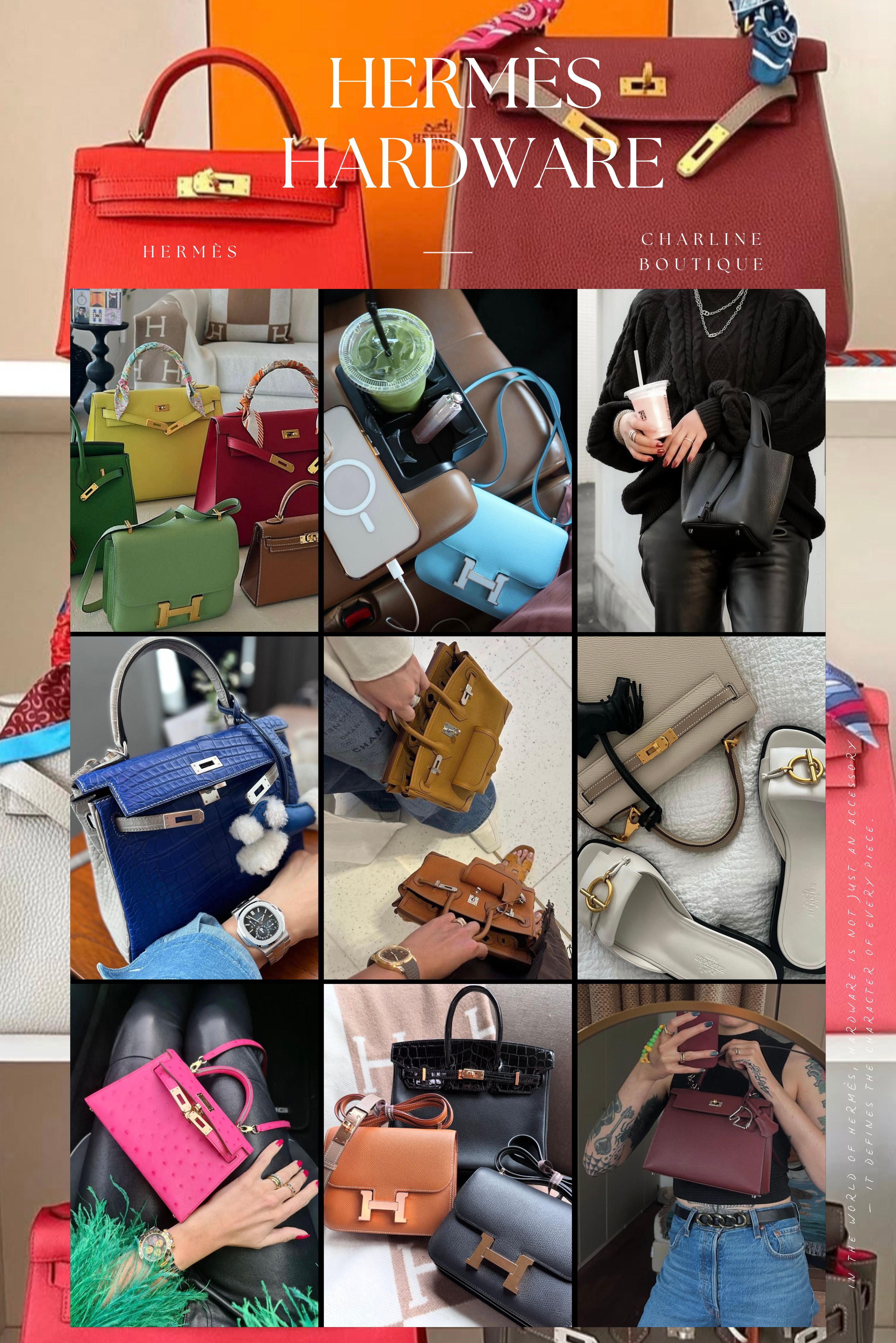 在深入了解 Hermès 愛馬仕包款五金的迷人魅力後，您是否也開始好奇，這些金屬配件不只是裝飾那麼簡單？其實，從金屬材質、縮寫意義，到稀有度與保養方法，每一個細節都藏有品牌工藝與市場價值的密碼。以下就以最常見的問題形式，為您解答關於愛馬仕五金配件的所有疑惑！    Q1：愛馬仕包款常見的五金配件有哪些？各自有什麼特色？ A：常見的 Hermès 五金配件有以下三種：  金扣（Gold Hardware）：經典耐看，搭配鮮豔或深色系皮革特別華麗，閃耀而不俗氣。  銀扣（Palladium Hardware）：冷調金屬光澤，視覺上較現代、俐落，適合低調日常風格。  玫瑰金扣（Rose Gold Hardware）：帶粉色調的金屬色，溫柔中帶奢華，是近年很受歡迎的選項。   Q2：為什麼 Hermès 的五金縮寫（如 GHW、PHW）這麼常見？購買時需要特別留意嗎？ A：GHW（金扣）、PHW（銀扣）、RGHW（玫瑰金扣）這類縮寫，是國際間愛馬仕買家與收藏家最常使用的識別方式，特別是在二手市場、訂製單或開箱文中，幾乎都會註明五金種類。由於五金會影響整體風格與價值，建議您在購買前先確認清楚縮寫代表的意義與外觀實際呈現，才能確保選到最適合自己風格與需求的 Hermès 包款。若不確定縮寫含義，也可詢問專業代購或精品顧問協助判別。   Q3：在愛馬仕包款中，哪種金屬配件是最稀有或最受歡迎的？ A：在愛馬仕包款中，銀扣 (PHW) 通常被認為是最稀有且難以購買到的金屬配件，其次是霧面金。受歡迎程度則因個人喜好和市場趨勢而異，金扣 (GHW) 和玫瑰金扣 (RGHW) 近年來都非常受歡迎。   Q4：金屬配件會影響愛馬仕包的保值嗎？ A：會的。金扣與玫瑰金扣通常有更高的市場接受度，因此流通性與保值性較穩定；稀有的香檳金扣則具備收藏價值，常被視為「可遇不可求」的選項，價格波動幅度也可能較大。    Q5：愛馬仕鎖頭與鑰匙的材質與包款五金一致嗎？ A：是的，愛馬仕非常重視細節一致性。包包上的金屬配件、鎖頭與鑰匙會統一採用相同的金屬材質與電鍍色調，確保整體質感一致。    Q6：如何判斷 Hermès 五金的真假？有哪些細節能觀察？ A：辨識方式包括：  刻字精細：真品字體清晰且均勻，間距與深淺一致。  五金重量：真品手感較沉，仿品通常偏輕。  光澤自然：不會過度鏡面或油亮。  螺絲與鎖頭旋轉順暢：Hermès 專用防偽螺絲需特殊工具拆卸，仿品常無法還原這些細節。    Q7：金屬五金日常要怎麼保養才不容易氧化？ A：建議以下幾點：  每次使用後可用乾淨柔軟的眼鏡布擦拭，去除汗漬與指紋。  避免接觸香水、酒精、消毒液等化學物質。  收納時放入原廠防塵袋或絲巾包裹，避免摩擦與氧化。  若出現氧化或刮痕，建議尋求 Hermès 專業護理服務，勿自行清潔。    Q8：我可以指定某種五金訂製包款嗎？會影響等待時間嗎？ A：可以，不過五金選擇會直接影響配貨難度與等候時間。若選擇香檳金扣或玫瑰金扣等稀有五金，Hermès 需要特別安排製作，等待期可能延長數月甚至超過一年。若選擇金扣或銀扣，則會較容易配到現貨。   Q9：哪一種愛馬仕五金最稀有、最難買到？ A：在常規五金中，「玫瑰金扣」與「香檳金扣」的數量稀少，通常只出現在高級皮革或特殊訂製款。而銀扣（PHW）雖然視覺低調，但實際上也相對稀缺。若以收藏角度出發，這些特殊五金絕對是熱門選擇。   Q10：除了常見五金，Hermès 還推出過哪些限量或特殊五金？ A：Hermès 不定期推出以下限量五金：  拉絲金扣（Brushed Gold）：啞光處理，質感溫潤不反光。  鴛鴦扣 （ELHW））：金與銀雙色結合的五金設計，是高階玩家最愛的特色細節。  鑽石扣（Diamond Hardware）：於金屬表面鑲嵌天然鑽石，極為稀有。 這些通常僅限訂製或極少數 VIP 擁有，市場上極具收藏價值。