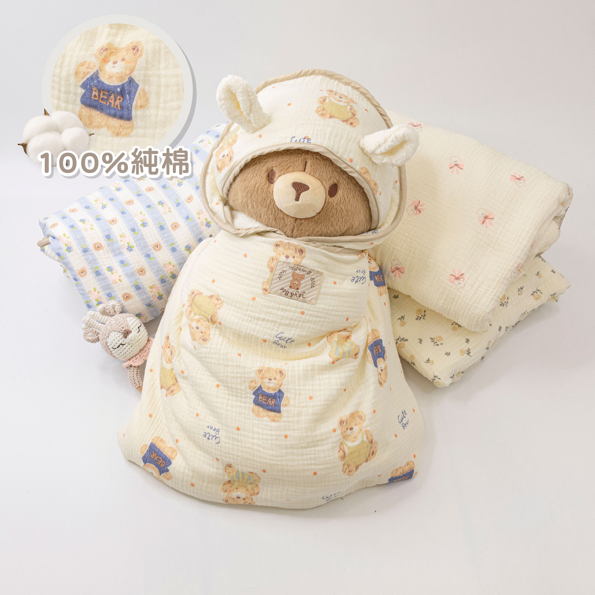 【JB0481】MIT手繪泡泡紗多用斗篷浴包巾＊四款