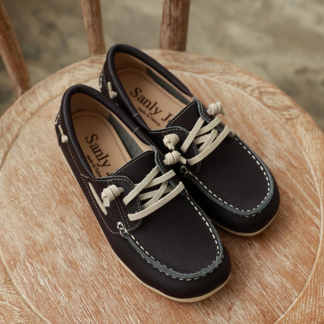 唐納帆船休閒鞋 海洋藍(真皮女鞋/寬楦/休閒鞋)