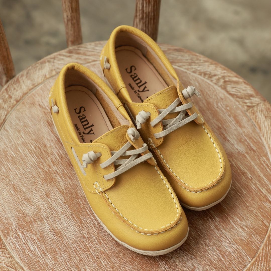 唐納帆船休閒鞋 芥末黃(真皮女鞋/通勤必備/台灣製MIT)