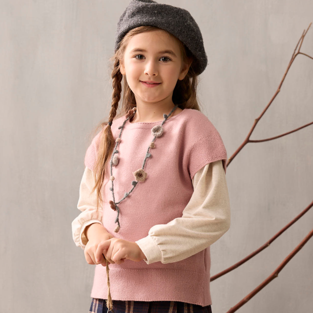 PIPPY 優雅素面圓領百搭線衫背心 粉