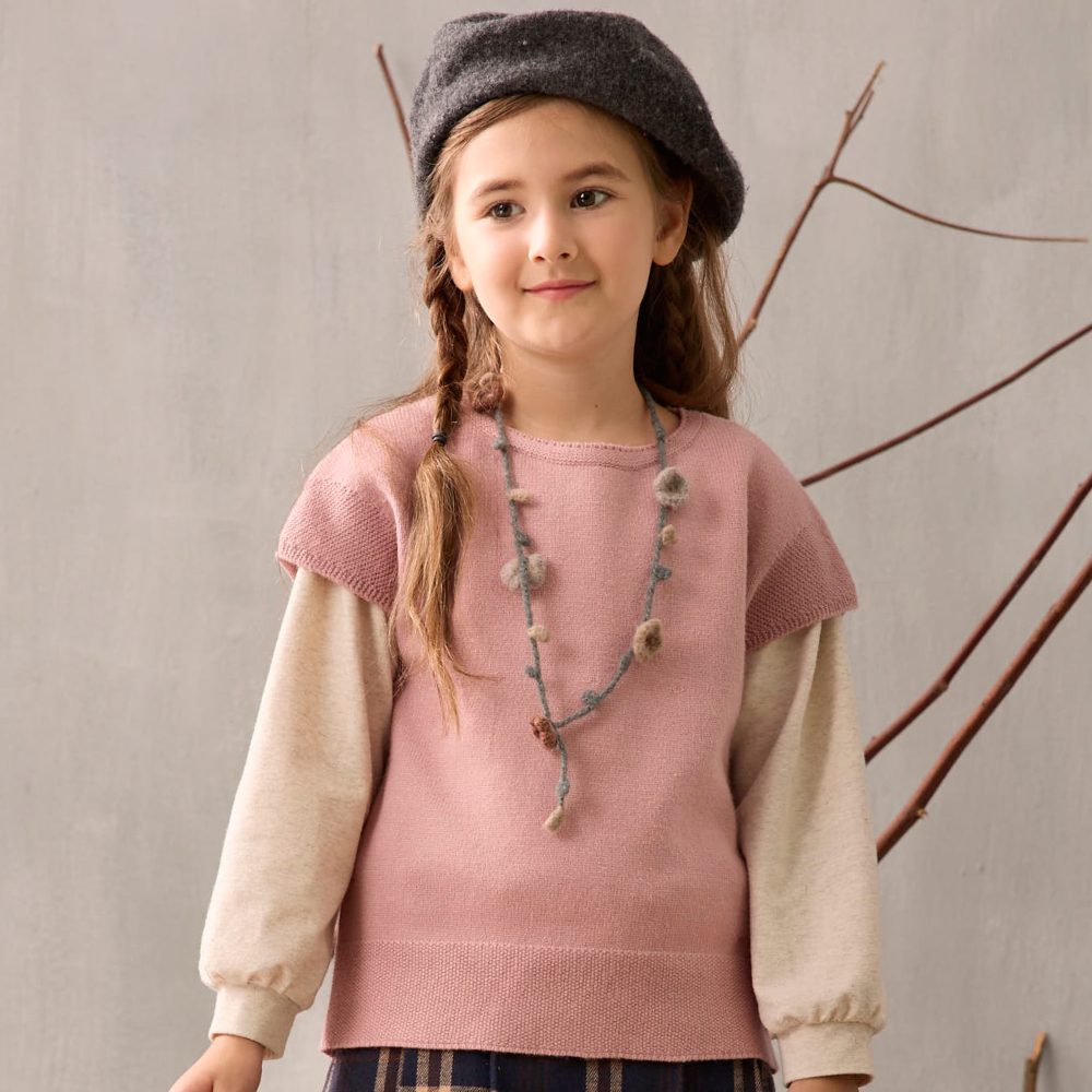 PIPPY 優雅素面圓領百搭線衫背心 粉