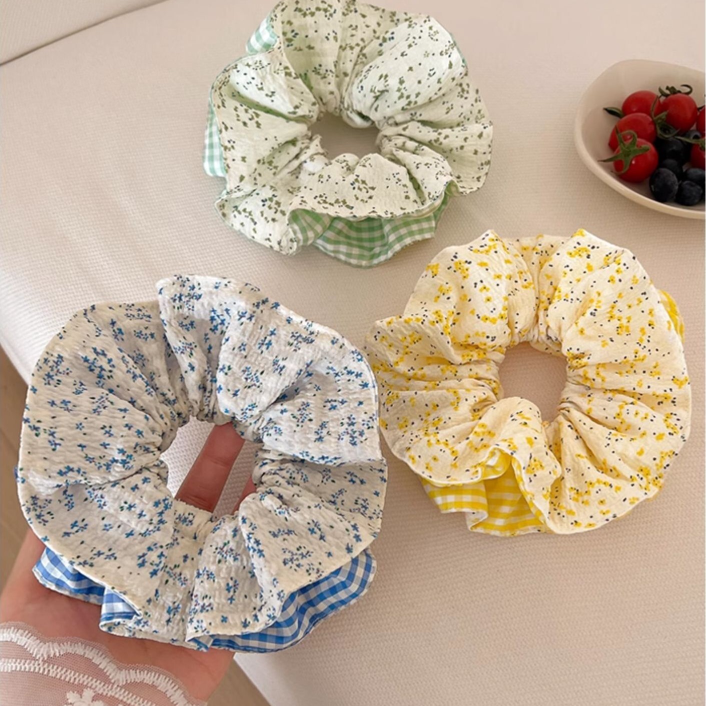 [2 FOR RM10] Summer Floral Gingham Scrunchies