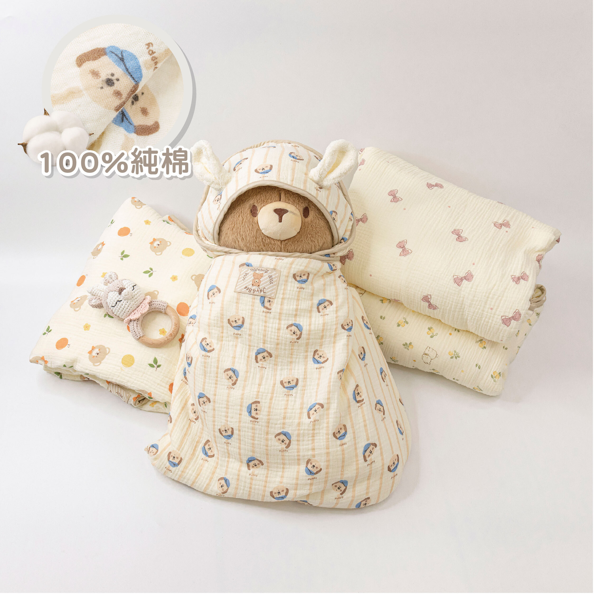 【JB0482】MIT動物純棉泡泡紗多用斗篷浴包巾＊四款