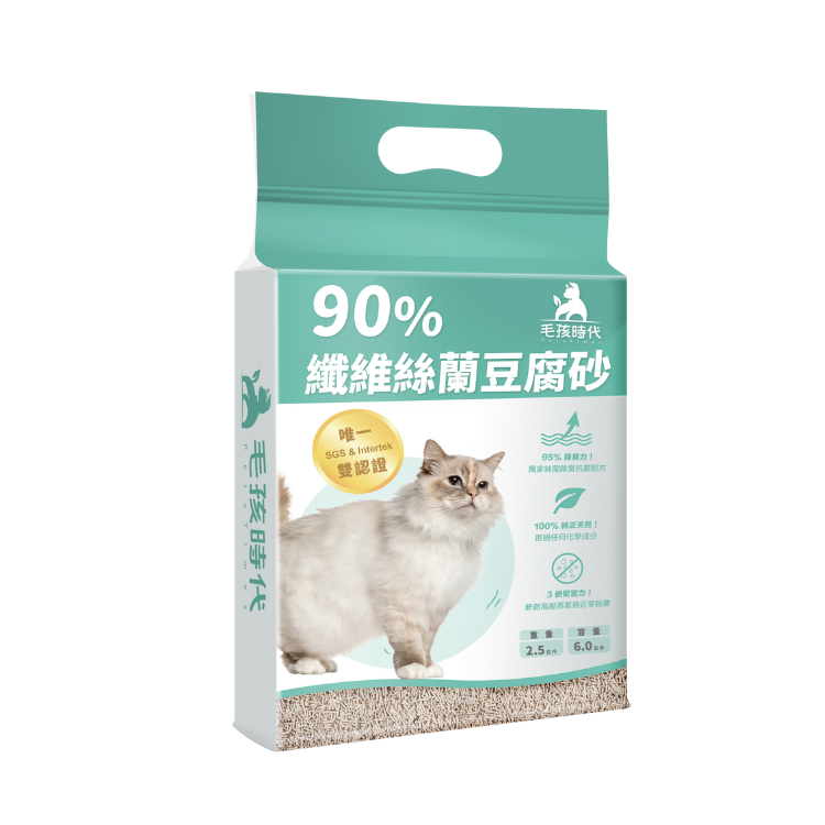 (箱購) 毛孩時代 90%纖維絲蘭豆腐砂_6LX6包/箱