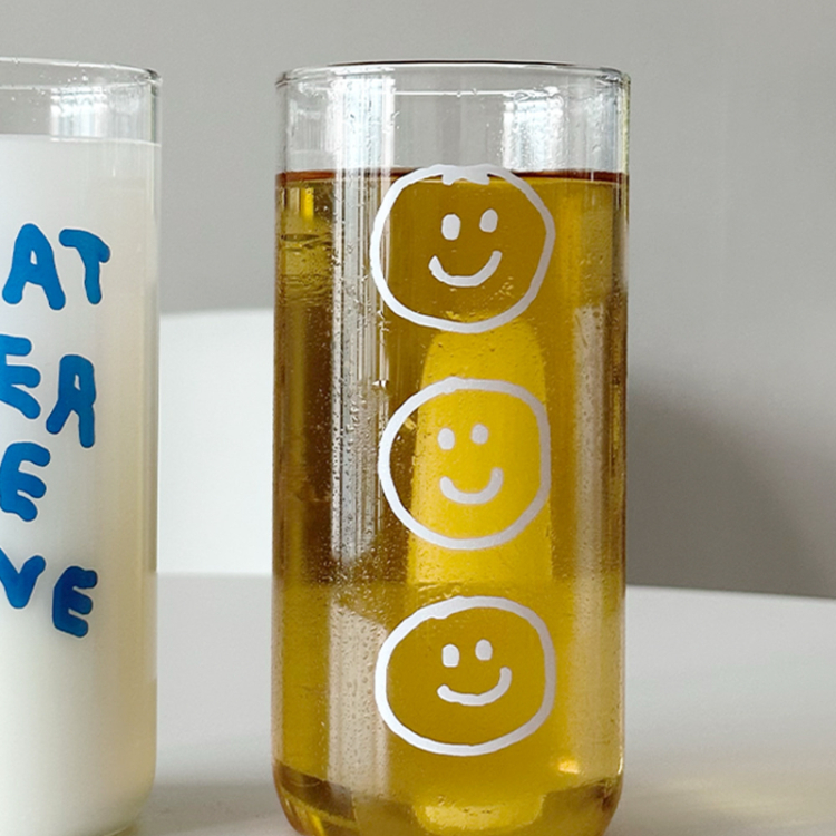 韓國 ooowl 童趣塗鴉玻璃長型杯 LOVE FAMILY