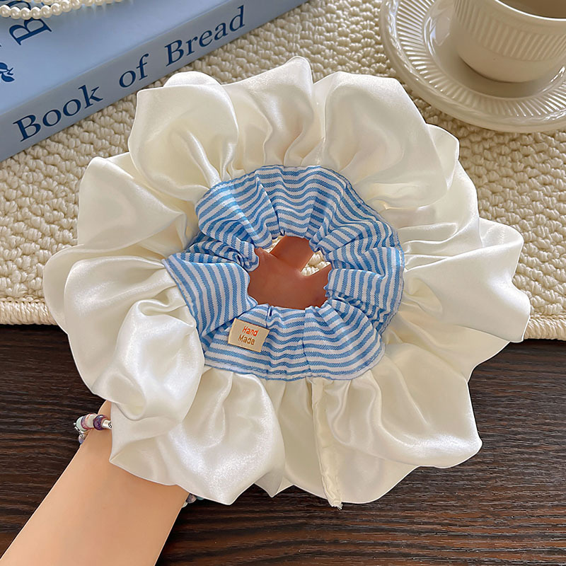 [2 FOR RM10] Cream Satin Lace Stripe Scrunchies