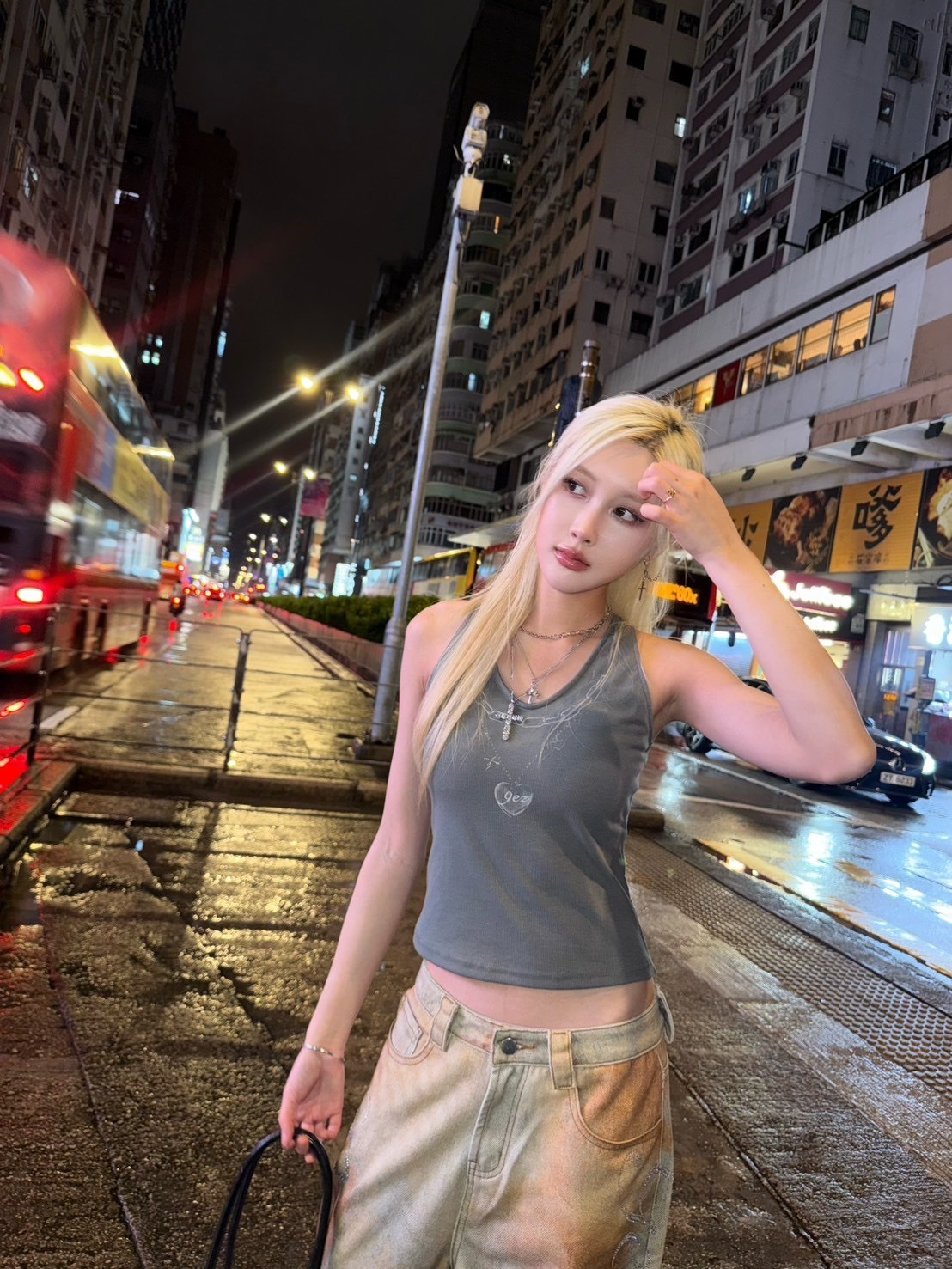 現貨! 9.amez project 系列 9ez love necklace bra top 9ez印刷背心(Gray)