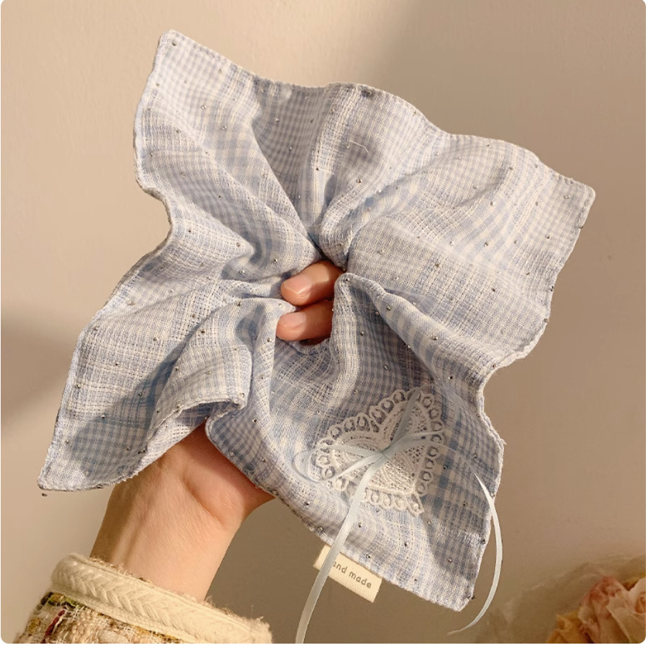 [2 FOR RM10] Tie-Dye & Rhinestone Blue Gingham Scarf Scrunchies