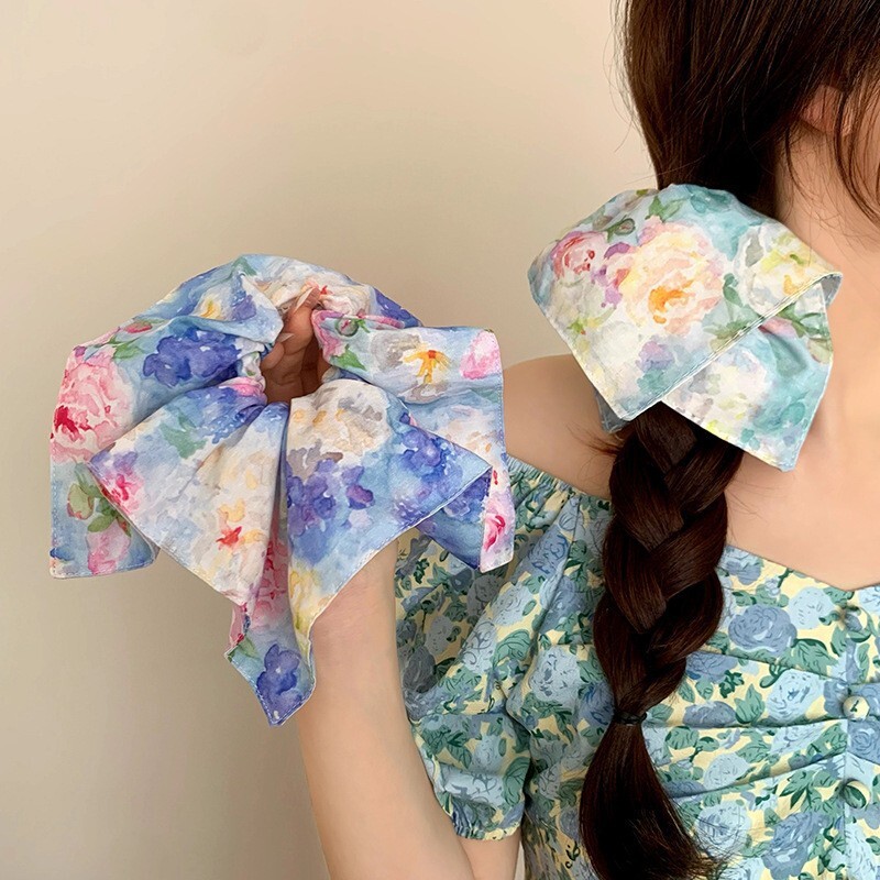 [2 FOR RM10] Tie-Dye & Rhinestone Blue Gingham Scarf Scrunchies