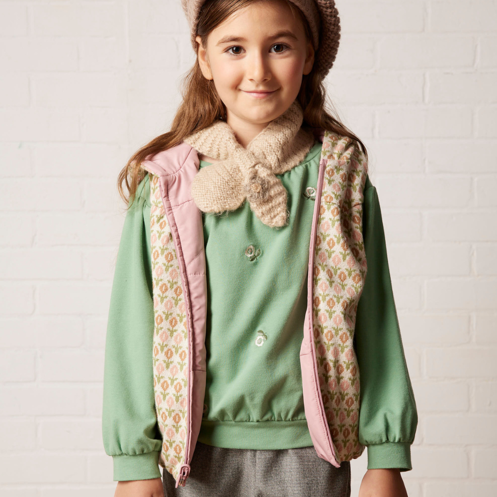 PIPPY 鬱金香印花連帽雙面穿背心 粉