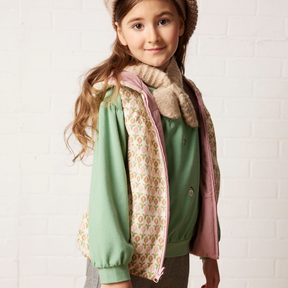 PIPPY 鬱金香印花連帽雙面穿背心 粉