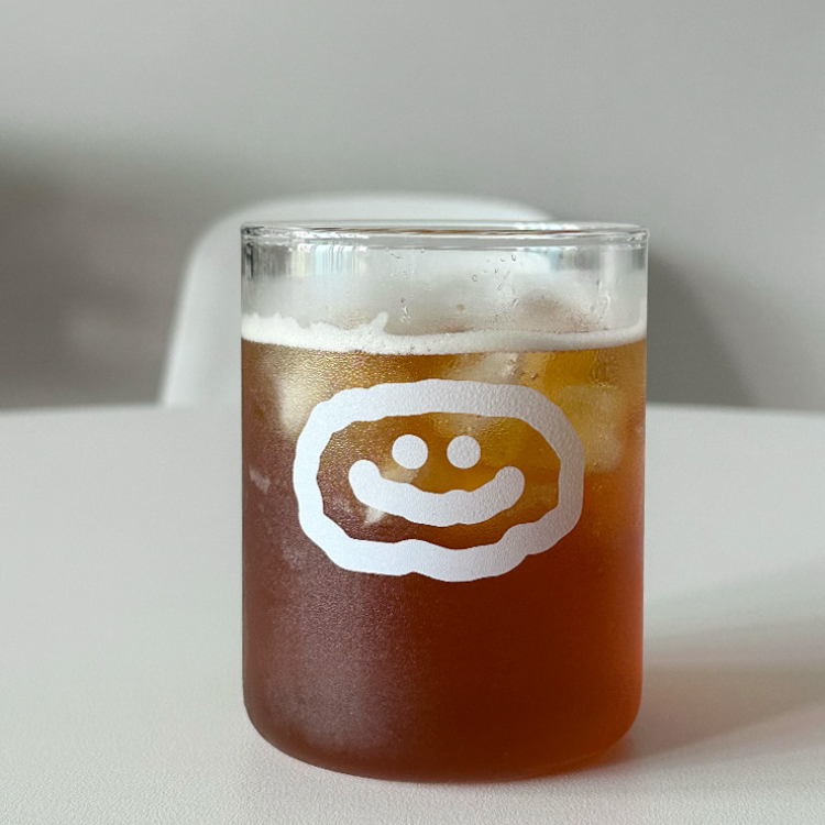 韓國 ooowl 童趣塗鴉玻璃杯 笑臉